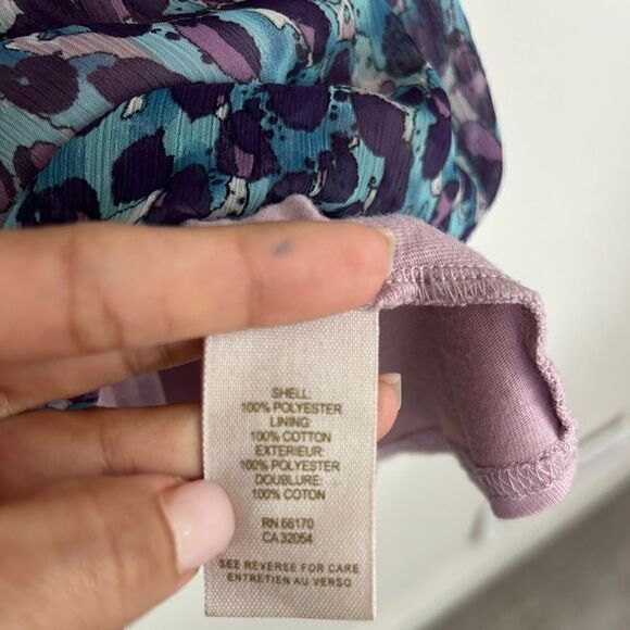 Free People Tunic Top Asymmetrical Purple Blue Sequin Collar Boho Lined Flowy - Picture 8 of 11